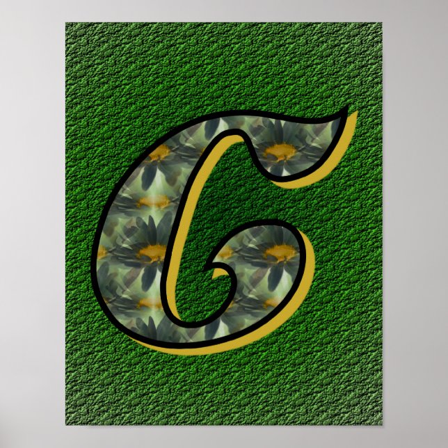 Monogram Initial C Daisies Flower Art Poster (Front)