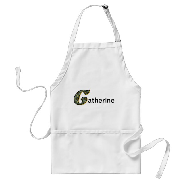 Monogram Initial C Daisies Personalized Adult Apron (Front)