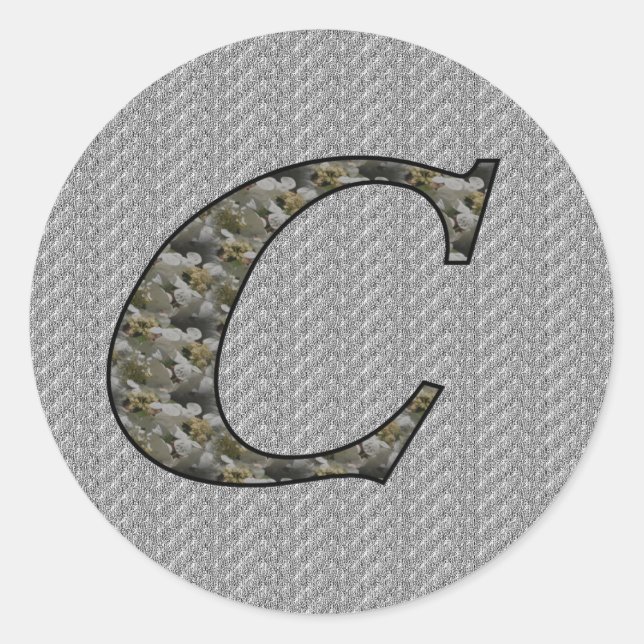 Monogram Initial C Hydrangea Flowers Classic Round Sticker (Front)