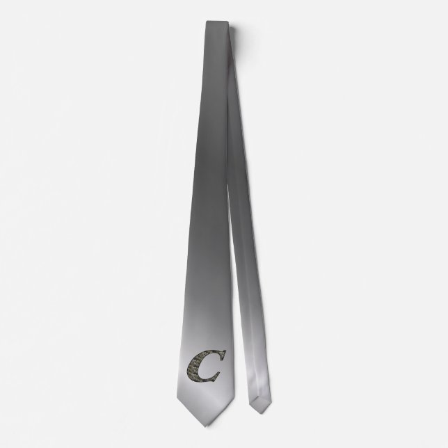 Monogram Initial C Hydrangea Flowers Neck Tie (Front)