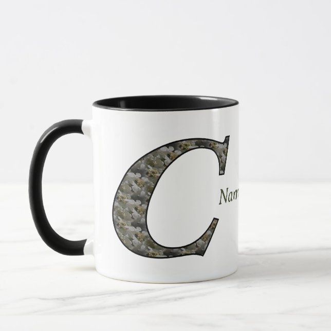 Monogram Initial C Hydrangea Flowers Personalized Mug (Left)