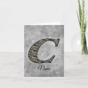 Monogram Initial C Hydrangea Flowers Personalized Note Card