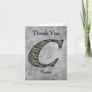 Monogram Initial C Hydrangea Flowers Personalized Thank You Card