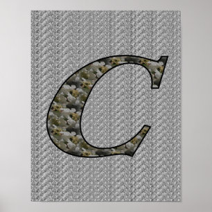 Monogram Initial C Hydrangea Flowers Poster