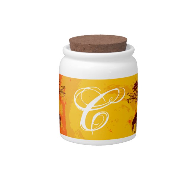 Monogram Initial Candy Jar African Safari Giraffe (Front)