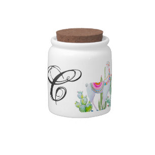 Monogram Initial Candy Jar Boho Llama Bohemian Cac