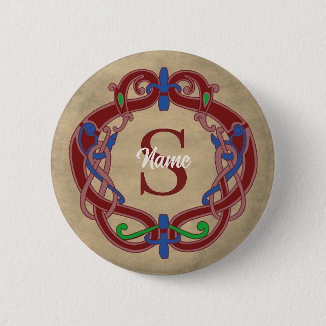 Monogram Initial Celtic Design Personalized Button (Front)