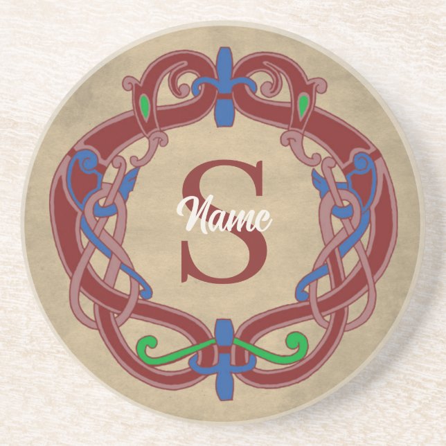 Monogram Initial Celtic Design Personalized Coaster (Front)