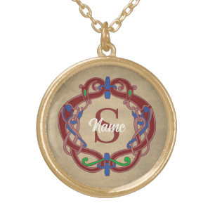 Monogram Initial Celtic Design Personalized Gold Plated Necklace
