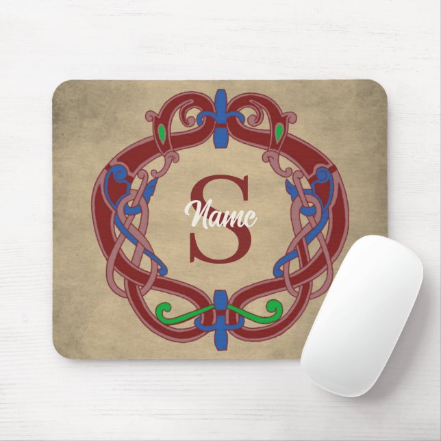 Monogram Initial Celtic Design Personalized Mouse Pad (With Mouse)
