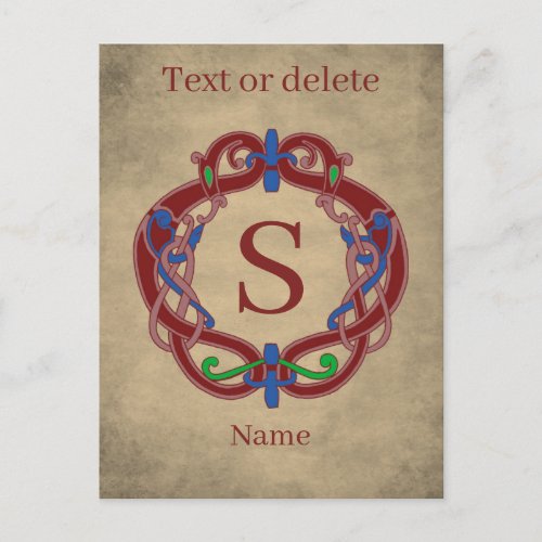 Monogram Initial Celtic Design Personalized Postcard