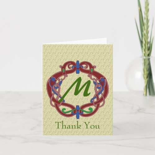 Monogram Initial Celtic Design Thank You Card