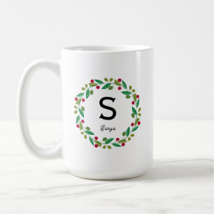 Monogram initial - Christmas Coffee Mug