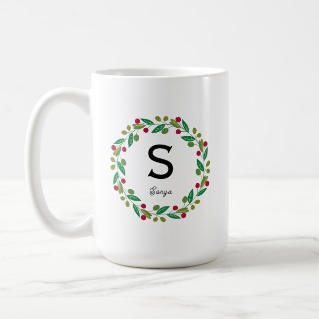 Monogram initial - Christmas  Coffee Mug (Left)