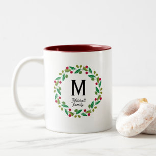 Monogram initial - Christmas  Two-Tone Coffee Mug