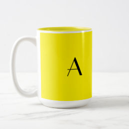 Monogram Initial Colorful Bright Yellow Cool Gift Two-Tone Coffee Mug