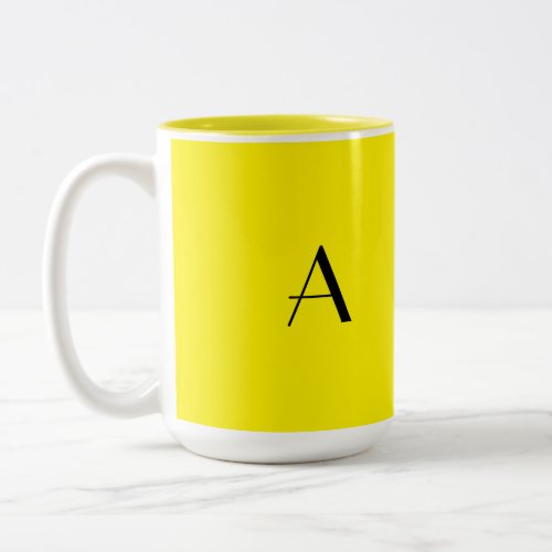 Monogram Initial Colorful Bright Yellow Cool Gift Two_Tone Coffee Mug