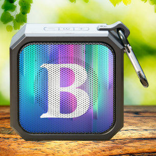 Monogram Initial Colorful Modern Girly Neon Bluetooth Speaker