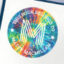 Monogram initial colorful tie dye kids book label