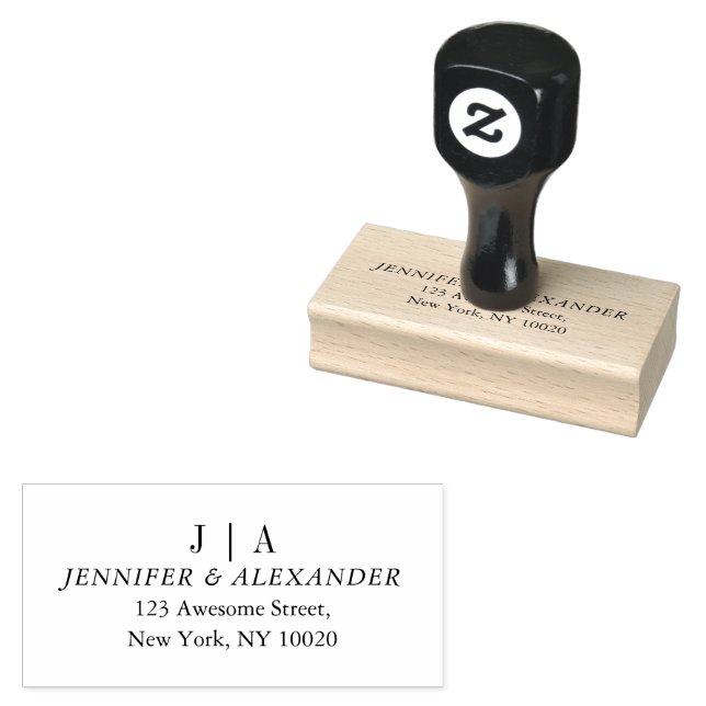 Monogram Initial Couple Name Text Return Address Rubber Stamp (Stamped)