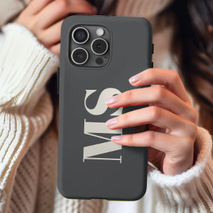 Monogram initial cream and grey iPhone 13 Pro Max Case