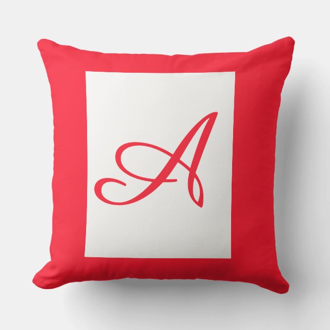 Monogram Initial Cursive A Square Plush Decorator  Throw Pillow (Front)