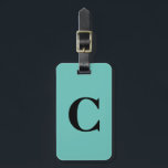 Monogram Initial Custom Name Black Teal Blue Gift Luggage Tag<br><div class="desc">Monogrammed initial and also personal details like name,  address,  phone number and email all of which you can edit. Designed with teal blue and black,  you can change the colors if you wish. Cool travel gift idea for him or her.</div>