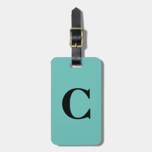 Monogram Initial Custom Name Black Teal Blue Gift Luggage Tag