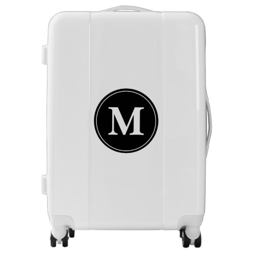 Monogram Initial Custom Name Black White Simple Luggage