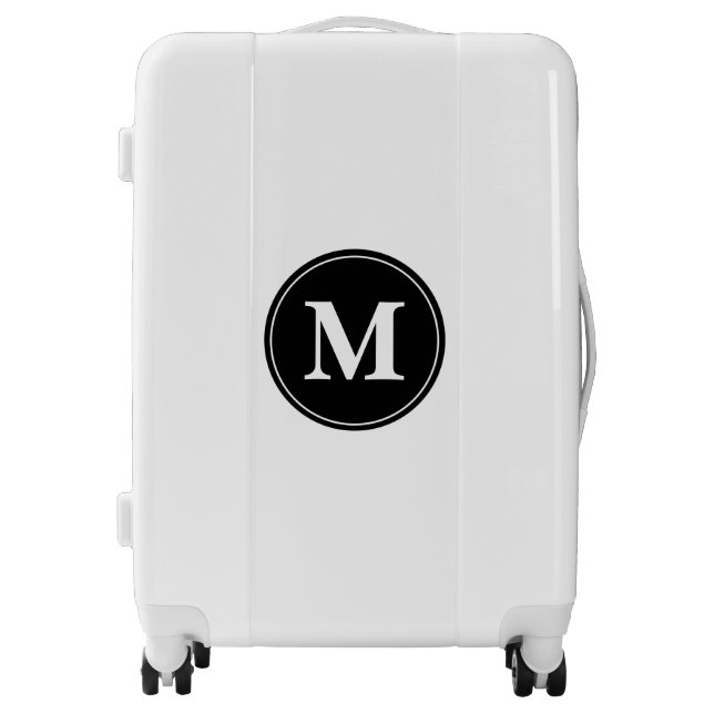 Monogram Initial Custom Name Black White Simple Luggage (Front)