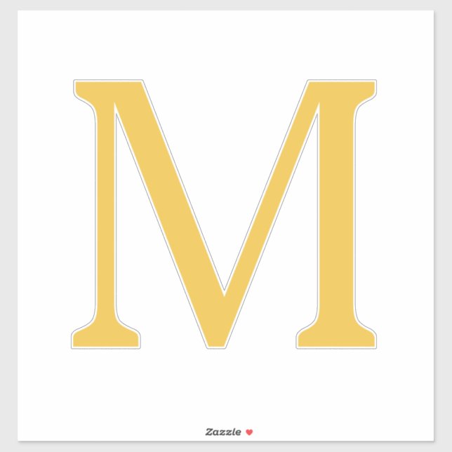 Monogram Initial Custom Name Gold Golden Yellow Sticker (Sheet)