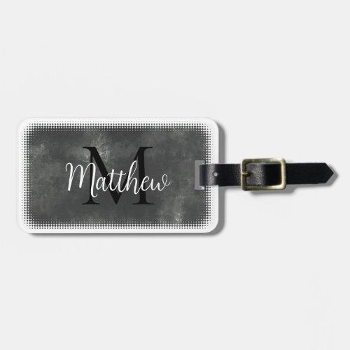 Monogram Initial Custom Name Gray Watercolor Luggage Tag