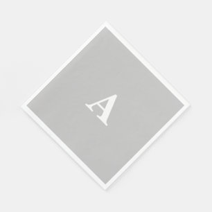 Monogram Initial Custom Name Grey Gray White Cute Napkins