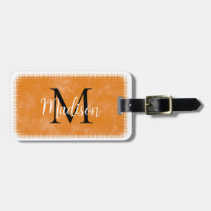 Monogram Initial Custom Name Orange Watercolor Luggage Tag
