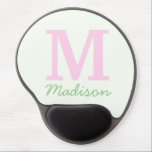 Monogram Initial Custom Name Pink Green Gel Mouse Pad<br><div class="desc">This is a Monogram Initial Custom Name Pink Green Mouse Pad!</div>