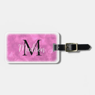 Monogram Initial Custom Name Pink Watercolor Luggage Tag