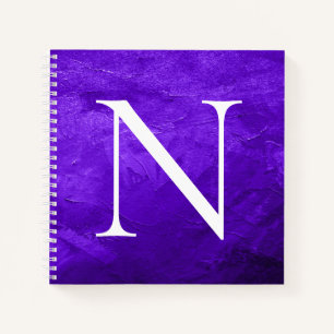 Monogram Initial Customized White Purple Notebook