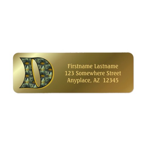 Monogram Initial D Daisies Art Return Address Label
