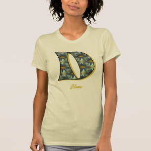 Monogram Initial D Daisy Flower Art Personalized T-Shirt