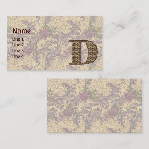 Monogram Initial D Elegant Vintage Floral Business Card