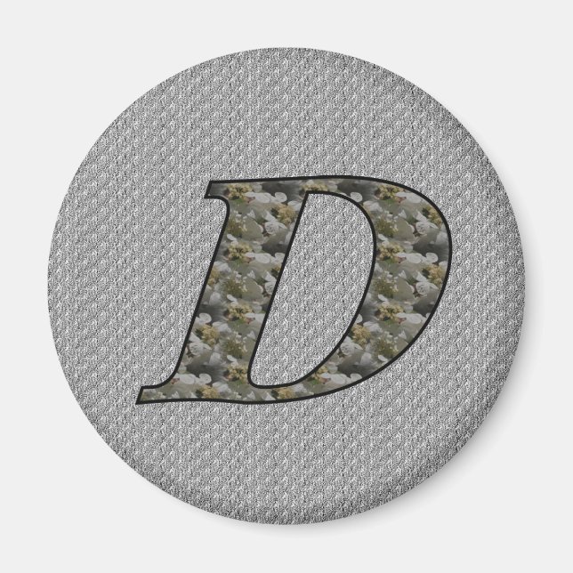 Monogram Initial D Hydrangea Flowers Magnet (Front)