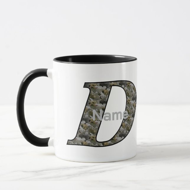 Monogram Initial D Hydrangea Flowers Personalized Mug (Left)