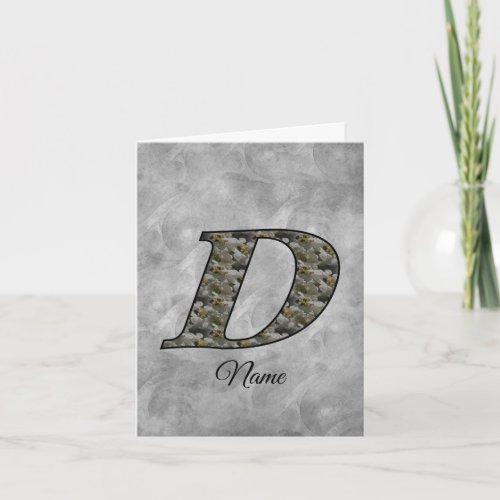 Monogram Initial D Hydrangea Flowers Personalized Note Card
