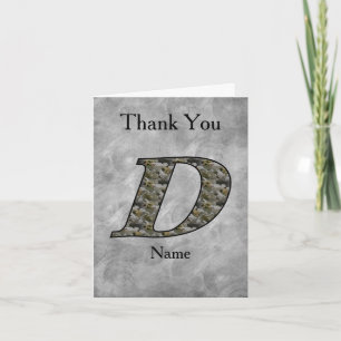 Monogram Initial D Hydrangea Flowers Personalized Thank You Card