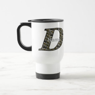 Monogram Initial D Hydrangea Flowers Personalized Travel Mug