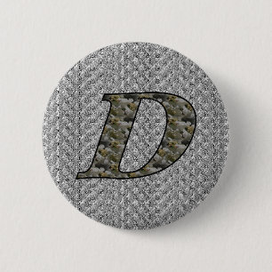 Monogram Initial D Hydrangea Flowers Pinback Button