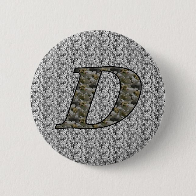 Monogram Initial D Hydrangea Flowers Pinback Button (Front)