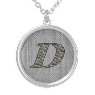 Monogram Initial D Hydrangea Flowers Silver Plated Necklace