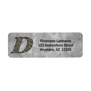 Monogram Initial D Hydrangea Return Address Label