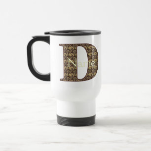 Monogram Initial D Vintage Floral Personalized Travel Mug